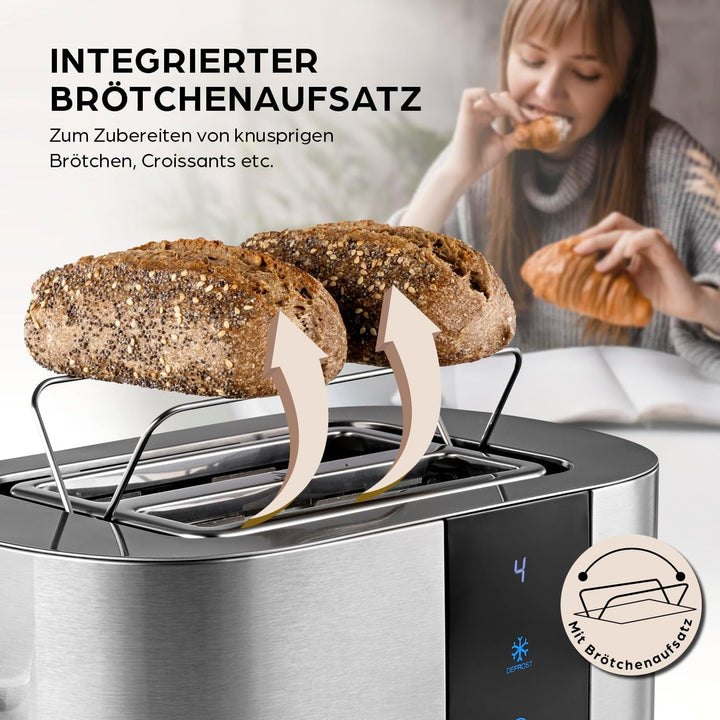 GOURMETmaxx Toaster Kurzschlitz für 2-Scheiben | Edelstahl Toaströster mit 6 Bräunungsgraden und Rea