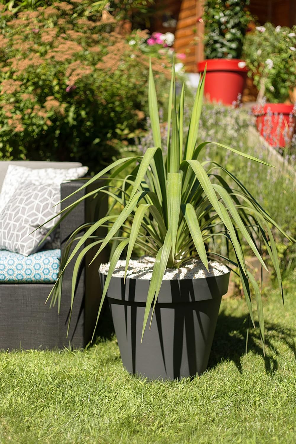 EDA - Blumentopf, rund, Toskana, Ø 48 cm, Volumen 43 l, Ø 47,5 x H 39 cm, Anthrazitgrau Anthrazit Ø