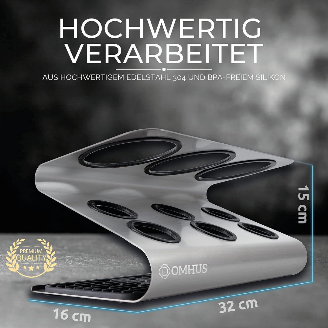 DOMHUS® Premium Abtropfhalter für SodaStream Flaschenhalter aus Edelsthal mit Abtropfmatte | Kompati