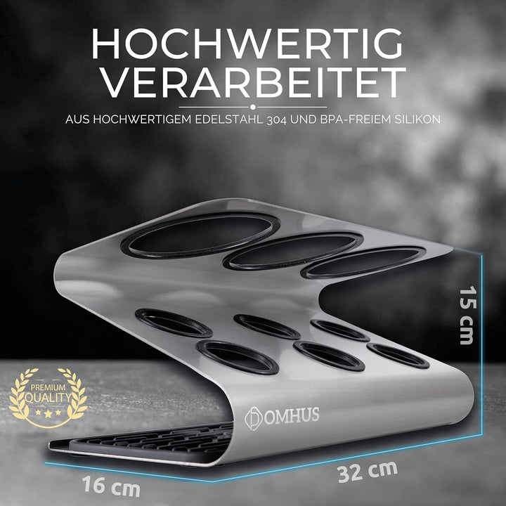 DOMHUS® Premium Abtropfhalter für SodaStream Flaschenhalter aus Edelsthal mit Abtropfmatte | Kompati