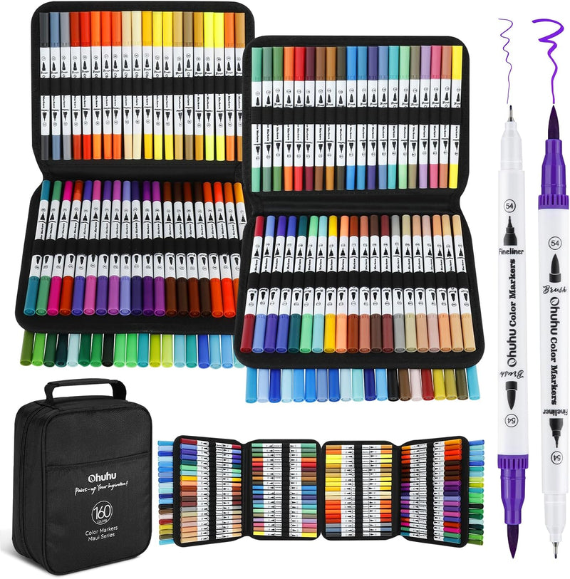 Ohuhu Filzstifte, Dual Brush Pen Set Pinselstifte Aquarell Stifte Doppelspitze Filzstifte für Erwach