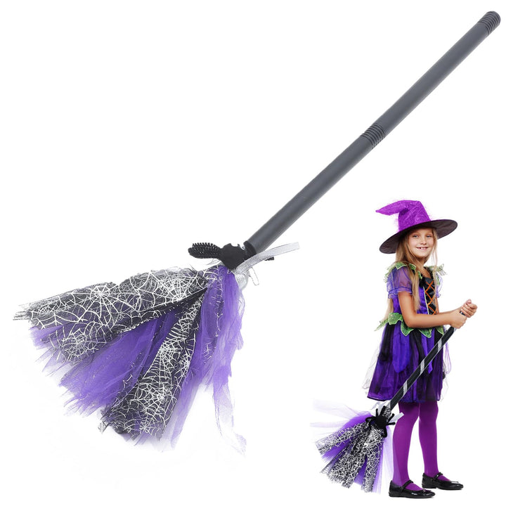FOMIYES Kinderbesen Halloween Hexenbesen Hexenbesen Kinder Reisigbesen (Violett), Violett
