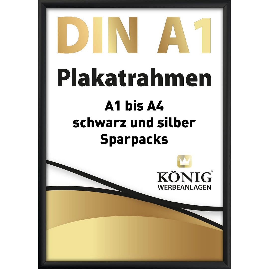 Dreifke Plakatrahmen DIN A1 | 25mm Alu Profil, eckig | schwarz | inkl. entspiegelter Schutzscheibe |