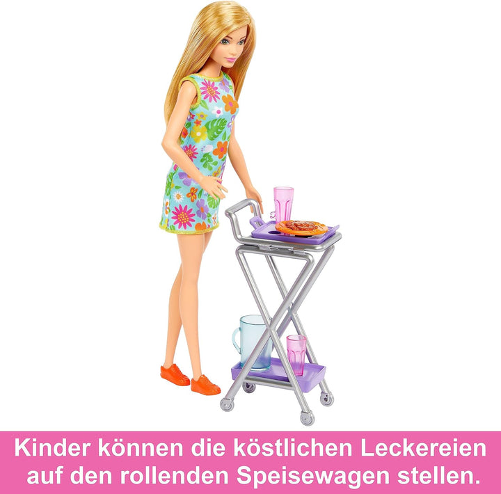 BARBIE Vorratskammer Spielset - Barbie Puppe mit über 25 Teilen und Küchenaccessoires - Perfekt für