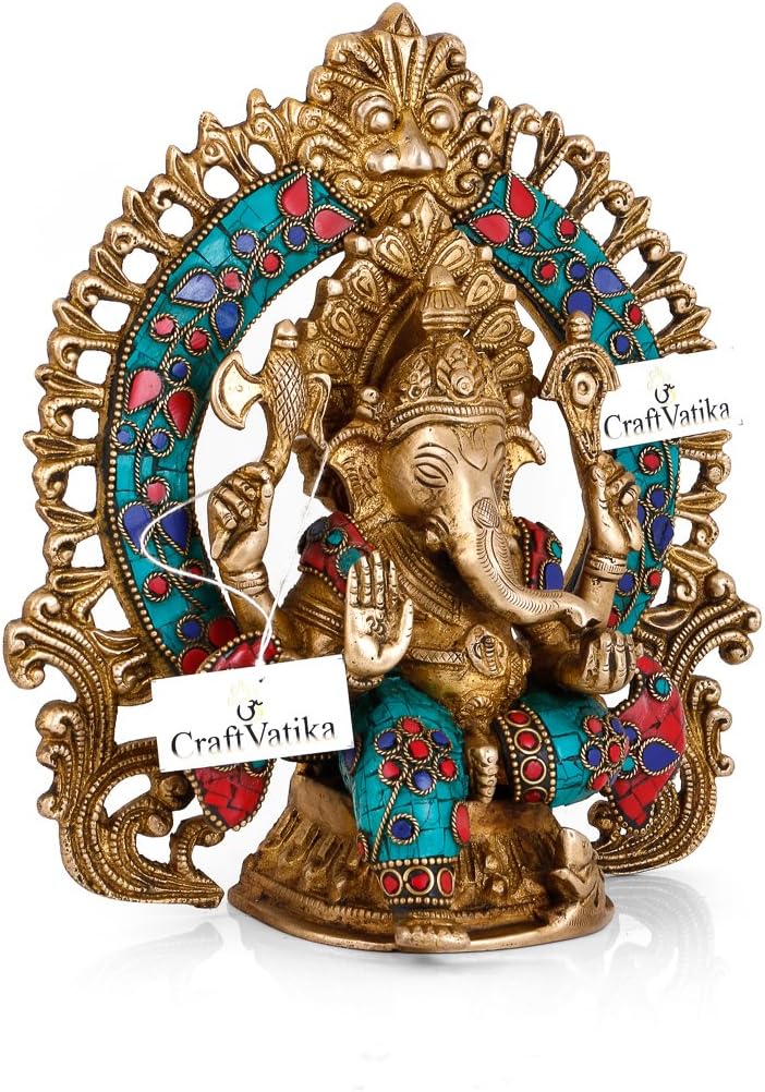 craftvatika Lord Ganesha Schrein Messing Idol Statue | Hindu Gott Ganesha Ganpati Decor Figur