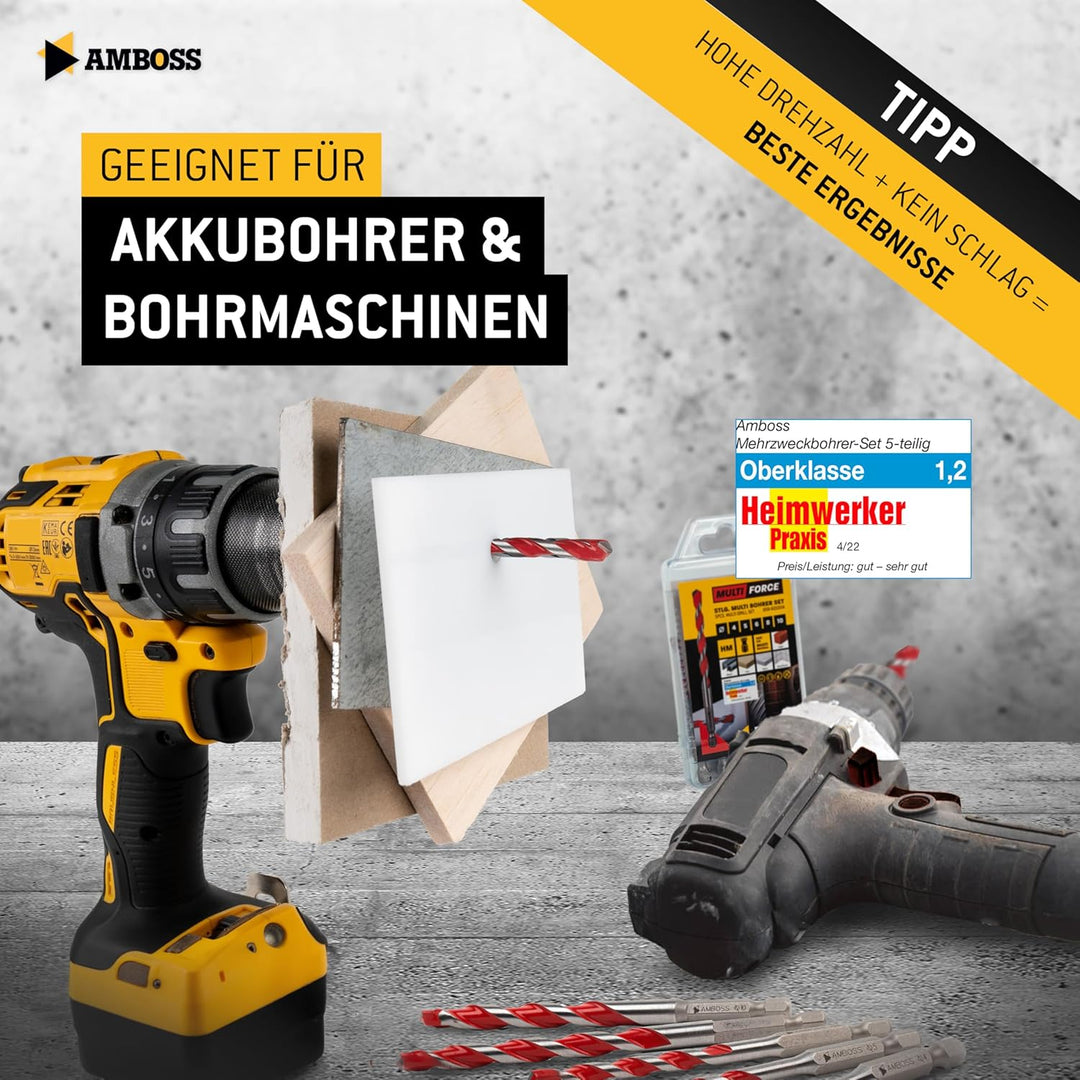 Amboss Mehrzweck Bohrer Set Multifunktionsbohrer Multibohrer 7teilig Ø 4,5,2x6,8,10,12 mm | für Holz