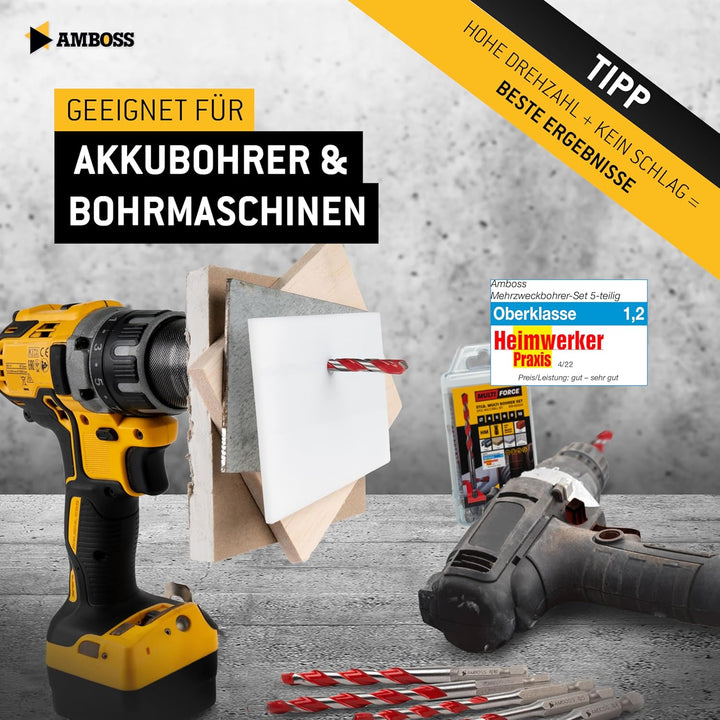 Amboss Mehrzweck Bohrer Set Multifunktionsbohrer Multibohrer 7teilig Ø 4,5,2x6,8,10,12 mm | für Holz