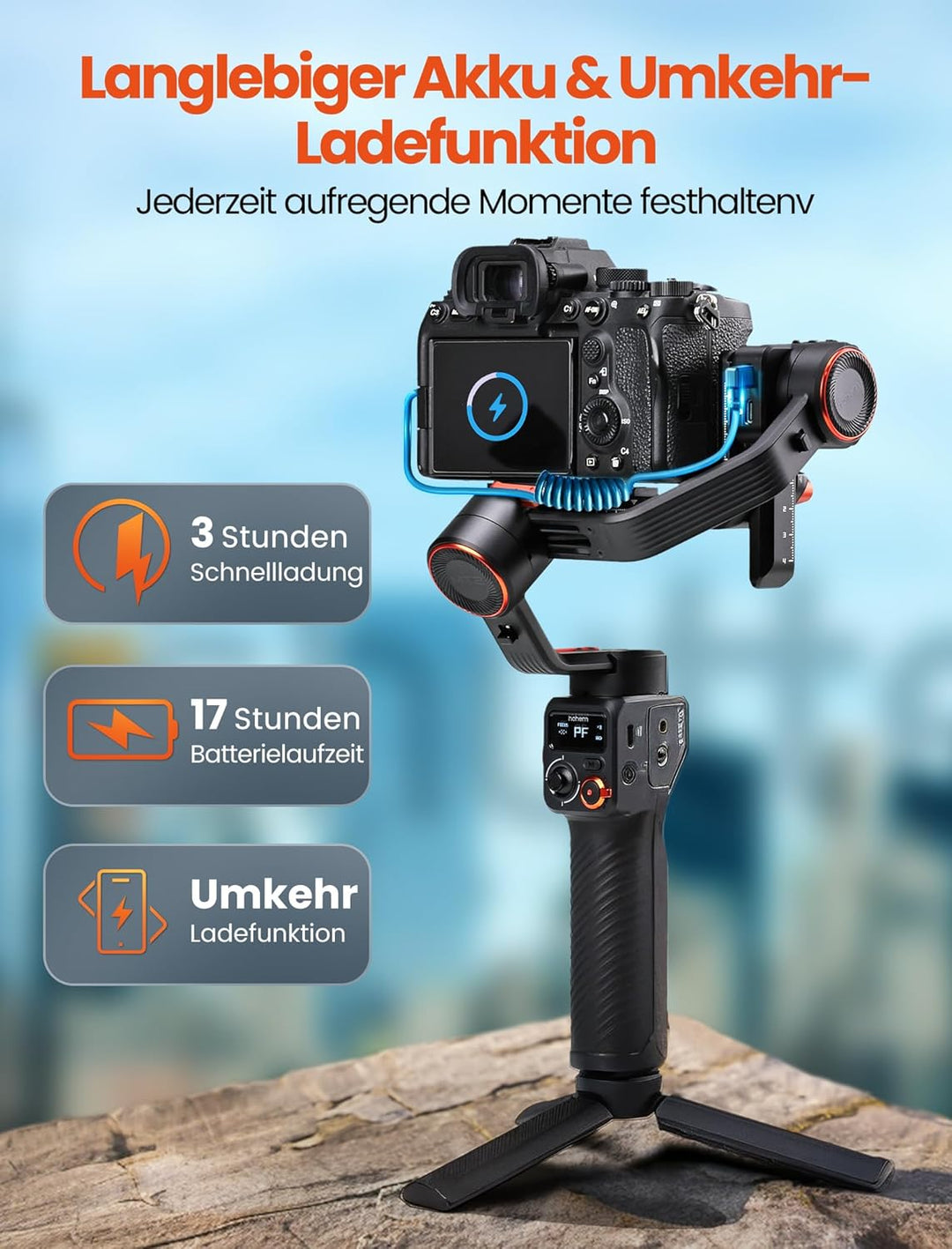 Hohem iSteady MT2 Kit, Gimbal Kamera, 3-Achsen Gimbal Stabilizer für Kamera Spiegellose Action Cam S