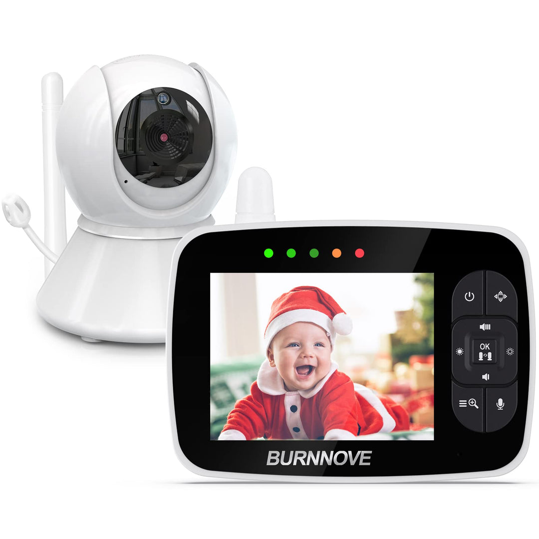 BURNNOVE Babyphone mit Kamera 3,5 Zoll Video Babyphone 355° Schwenk- & 120° Neigefunktion 2X Digital
