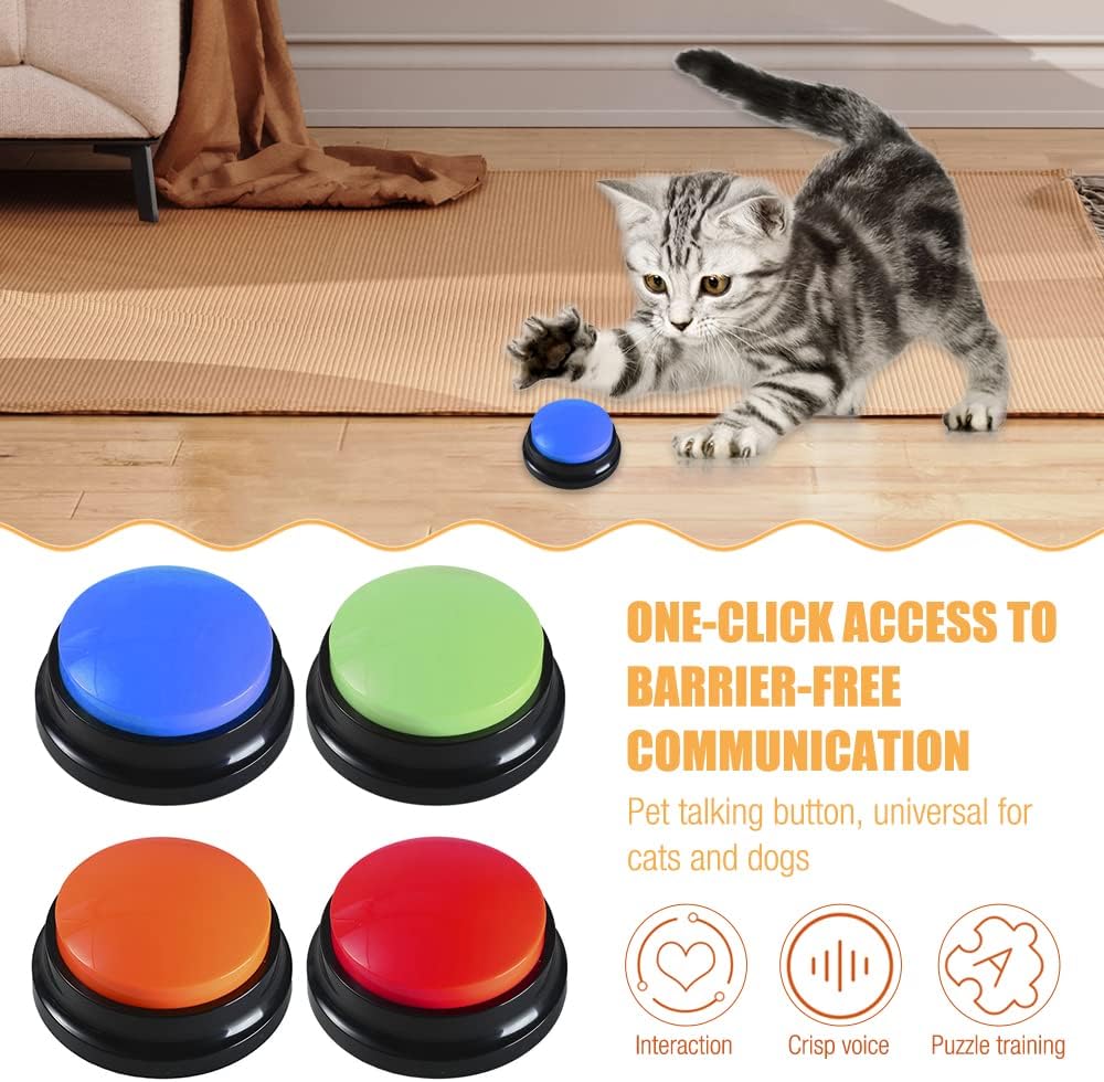 Buzzer Mit Aufnahmefunktion Hunde, 4 Stück Answer Buzzers Hund, Buzzer mit Sound Hund, Answer Buzzer
