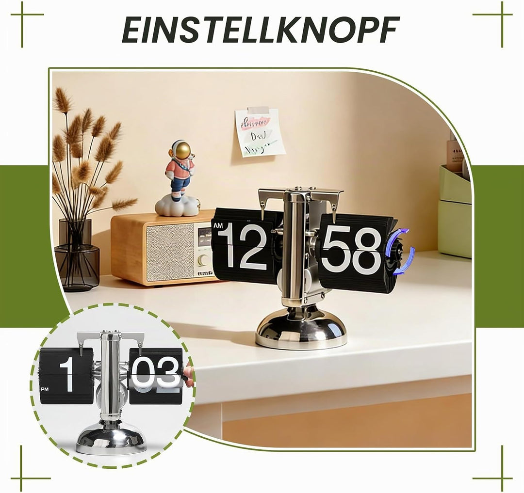 Tischuhr Vintage Retro Flip Uhr, Retro-Flip-Down-Uhr Mit GrossEn Ziffern, Tischuhr Digital Mit Batte