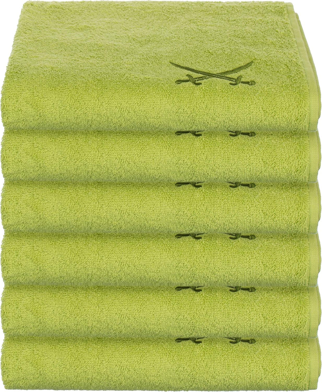 Sansibar Handtuch 6er Set 50x100 cm 100% Baumwolle mit gesticktem Säbel Logo Badtuch Grün 6er Set Gr