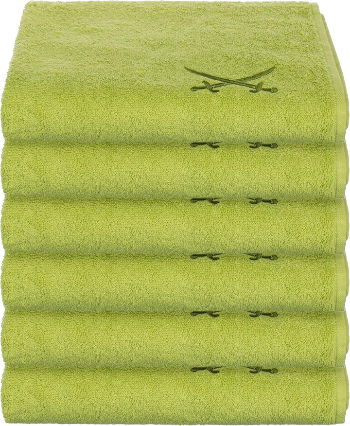 Sansibar Handtuch 6er Set 50x100 cm 100% Baumwolle mit gesticktem Säbel Logo Badtuch Grün 6er Set Gr