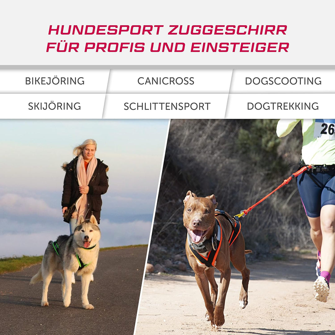 LASALINE Hunde Zuggeschirr X Back für Canicross Hundesport Dogscooter Bikejöring Schlitten in Schwar
