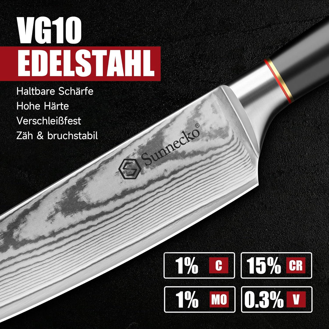 Sunnecko Damastmesser 20cm, Küchenmesser mit Scharfes Messer - Hochwertiges Damast Kochmesser für Pr