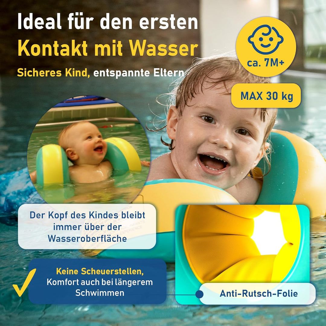 Cherek´s KraulQuappen® für Anfänger grün/gelb Schwimmflügel für Kinder Babys ab dem 8 Monat bis 30kg