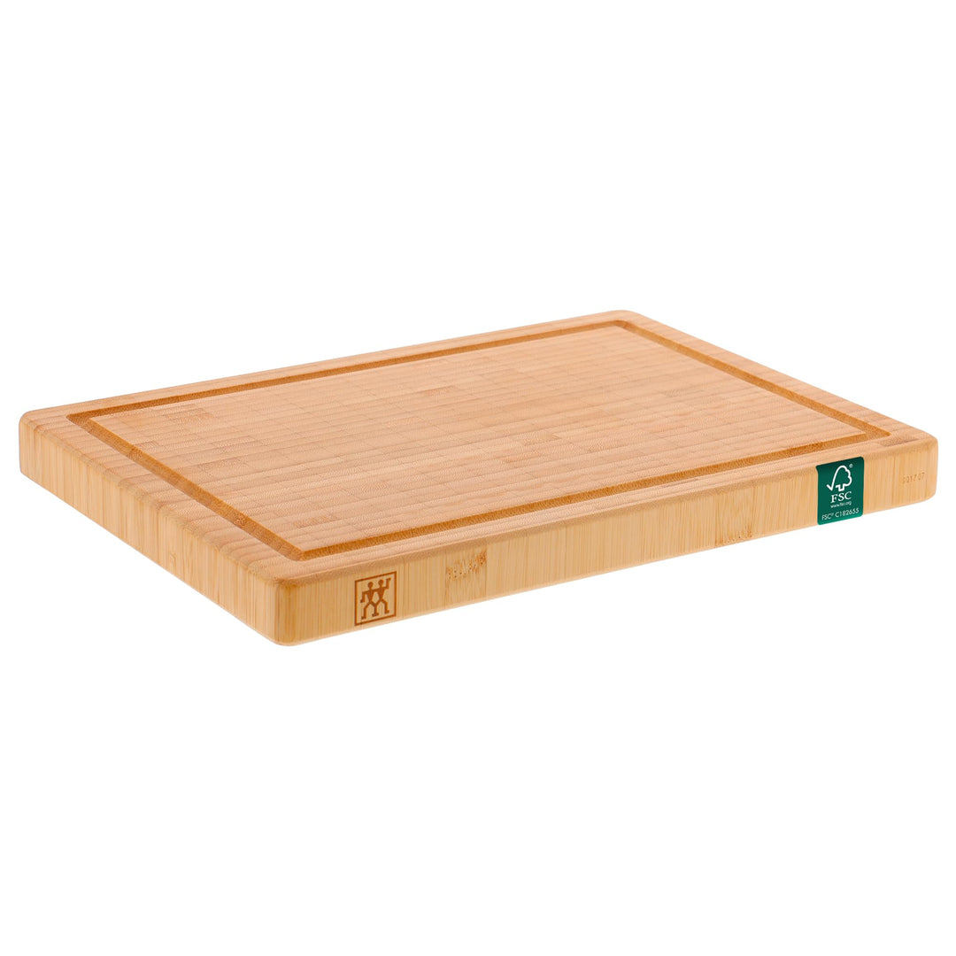 ZWILLING Schneidbrett aus massiven Bambusholz mit Saftrille, beidseitig nutzbar, mittel, 36 x 26 cm