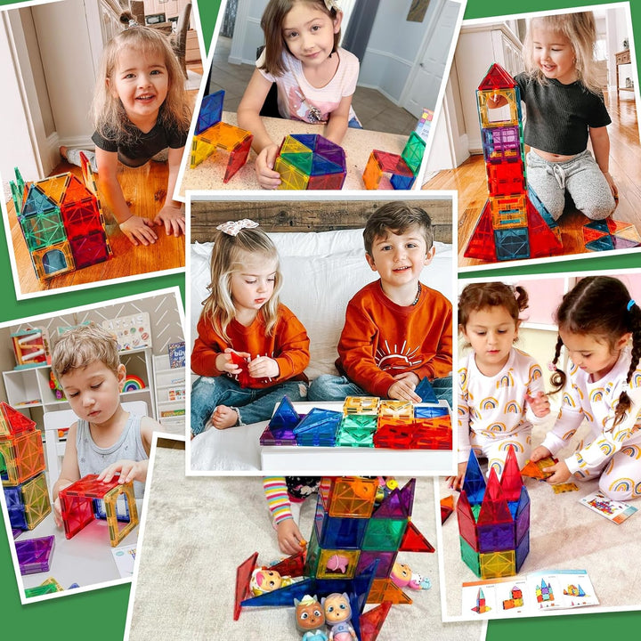 Coodoo Magnetische Fliesen Spielzeug für Kinder, Einsteigerset Magnetblöcke für Kleinkinder Magnetsp