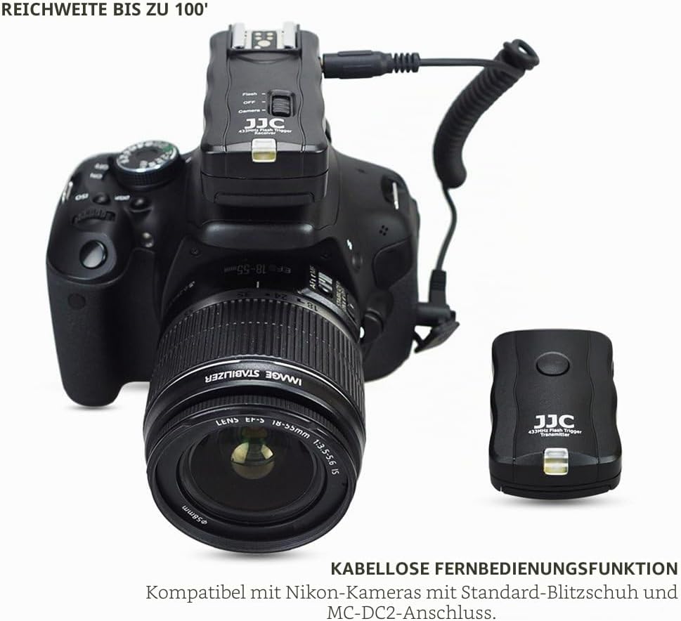 JJC Funk Blitz Studio Blitzauslöser Funkausloeser mit Fernauslöser 2 Empfaengern für Canon EOS R6 R