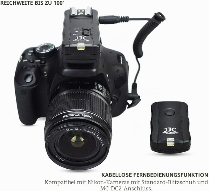 JJC Funk Blitz Studio Blitzauslöser Funkausloeser mit Fernauslöser 2 Empfaengern für Canon EOS R6 R