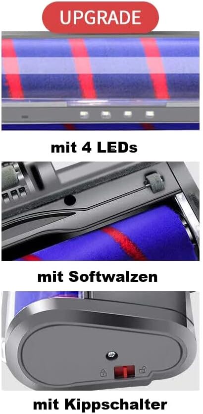 Trade-Shop Elektro Bodendüse Turbodüse Bürste mit LED, Softwalze kompatibel mit Dyson V15 Serie, V15