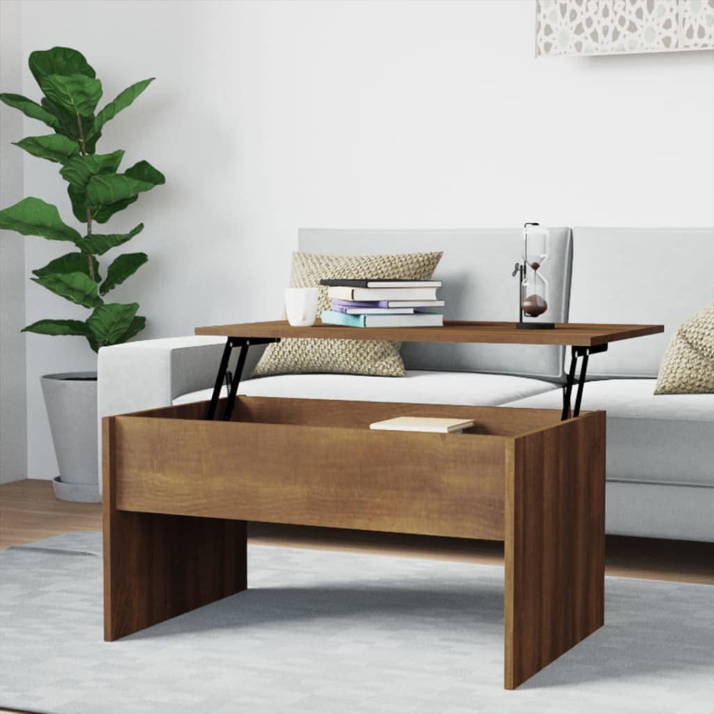 FIRBNUS 80x50,5x41,5 cm Couchtisch Höhenverstellbar Beistelltisch Wohnzimmertisch Kleiner Tisch Wohn