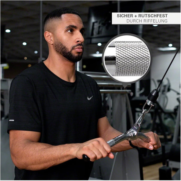 Sport-Tec Latzugstange Trizepsstange Verschiedene Ausführungen Chrom Halbrunder Trizepsgriff, 40 cm,