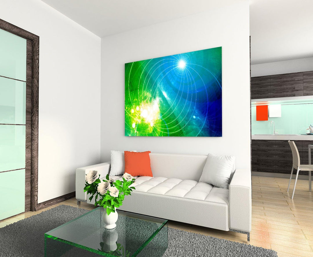 Paul Sinus Art 60x80cm Abstrakt010_Leinwandbild farbenfroh grün gelb türkis Abstrakte Kunst Kunstdru