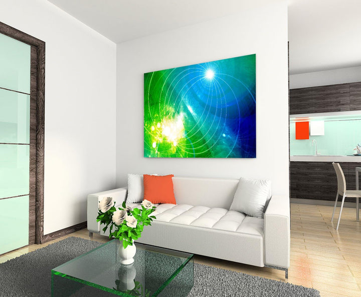 Paul Sinus Art 60x80cm Abstrakt010_Leinwandbild farbenfroh grün gelb türkis Abstrakte Kunst Kunstdru