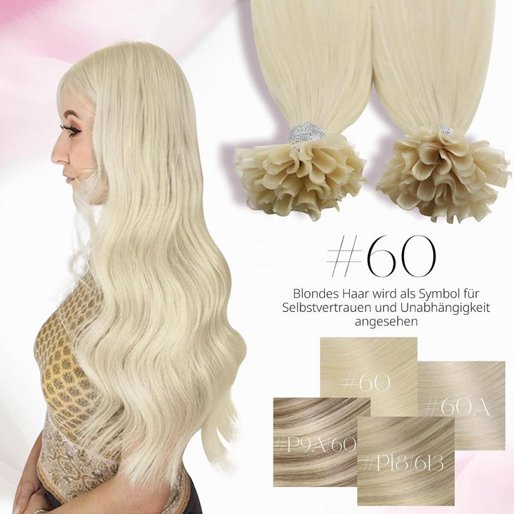 Moresoo Bonding Extensions Echthaar Blond 35cm U Tip Extensions Echthaar Bondings Platinblond Für Tä