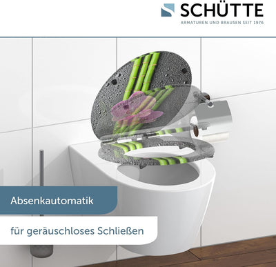 SCHÜTTE WC Sitz Holzkern ASIA, Toilettensitz mit Absenkautomatik, passend für viele handelsübliche W