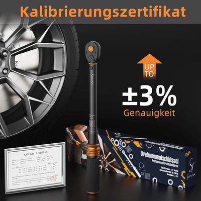 Drehmomentschlüssel Auto 30-210Nm, 1/2 Zoll Torque Wrench, 72 Zähne Umschaltknarre, Radmutternschlüs