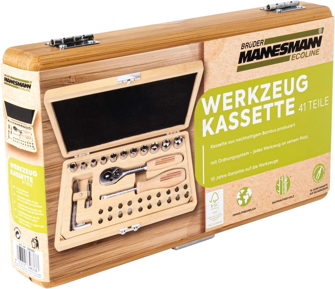 Brüder Mannesmann Werkzeugsatz, im Bambuskoffer, 41-teilig | M29000