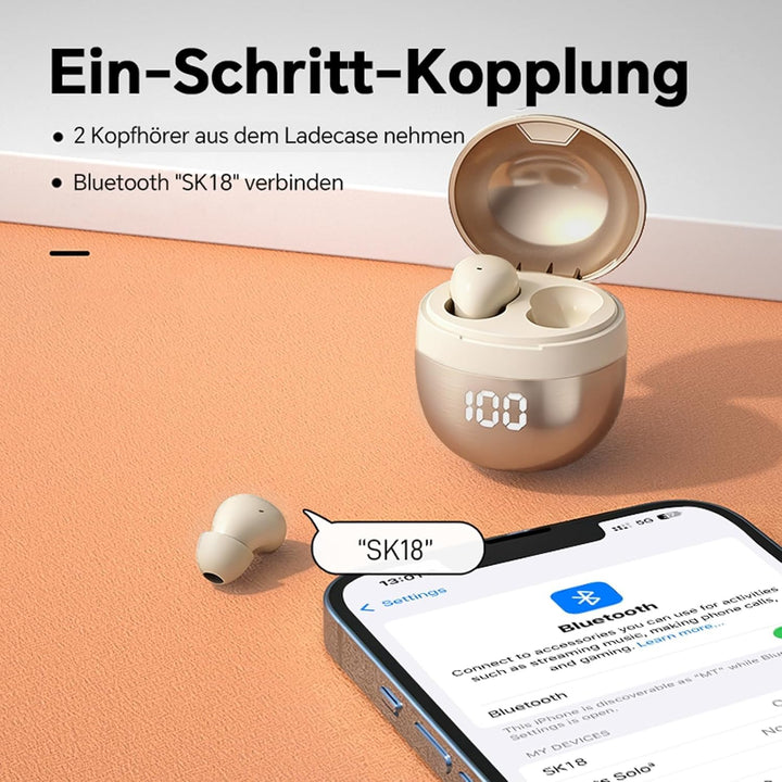 Mini unsichtbare Kopfhörer Bluetooth kabellos in Ear kleinste drahtlose schnurlose Ohrhörer Wireless