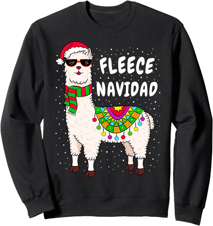 Fleece Feliz Navidad Llama Christmas Cute Llama Xmas Gift Sweatshirt