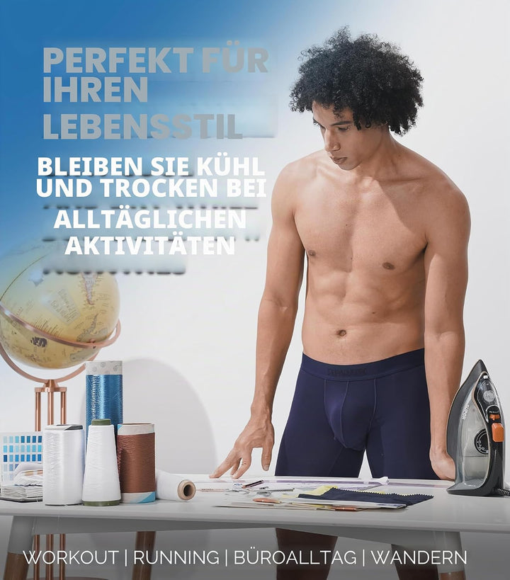 Separatec Herren Boxershorts Mehrfachpack Doppelbeutel Dual Pouch, Bambus Unterhosen Männer, Stretck
