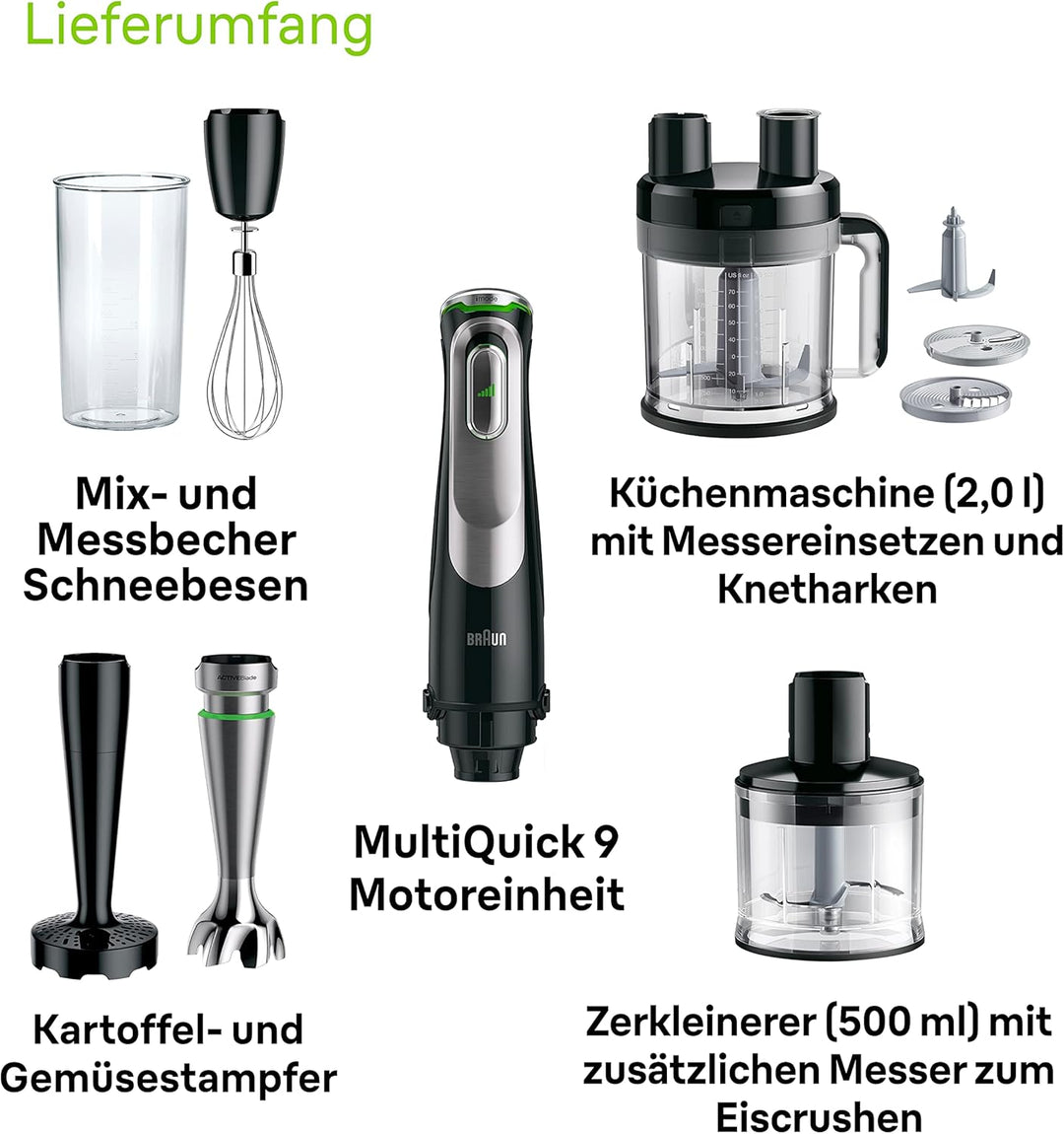 Braun MultiQuick 9 MQ 9187XLI Stabmixer – Pürierstab mit Active PowerDrive Technologie und 5 Zubehör