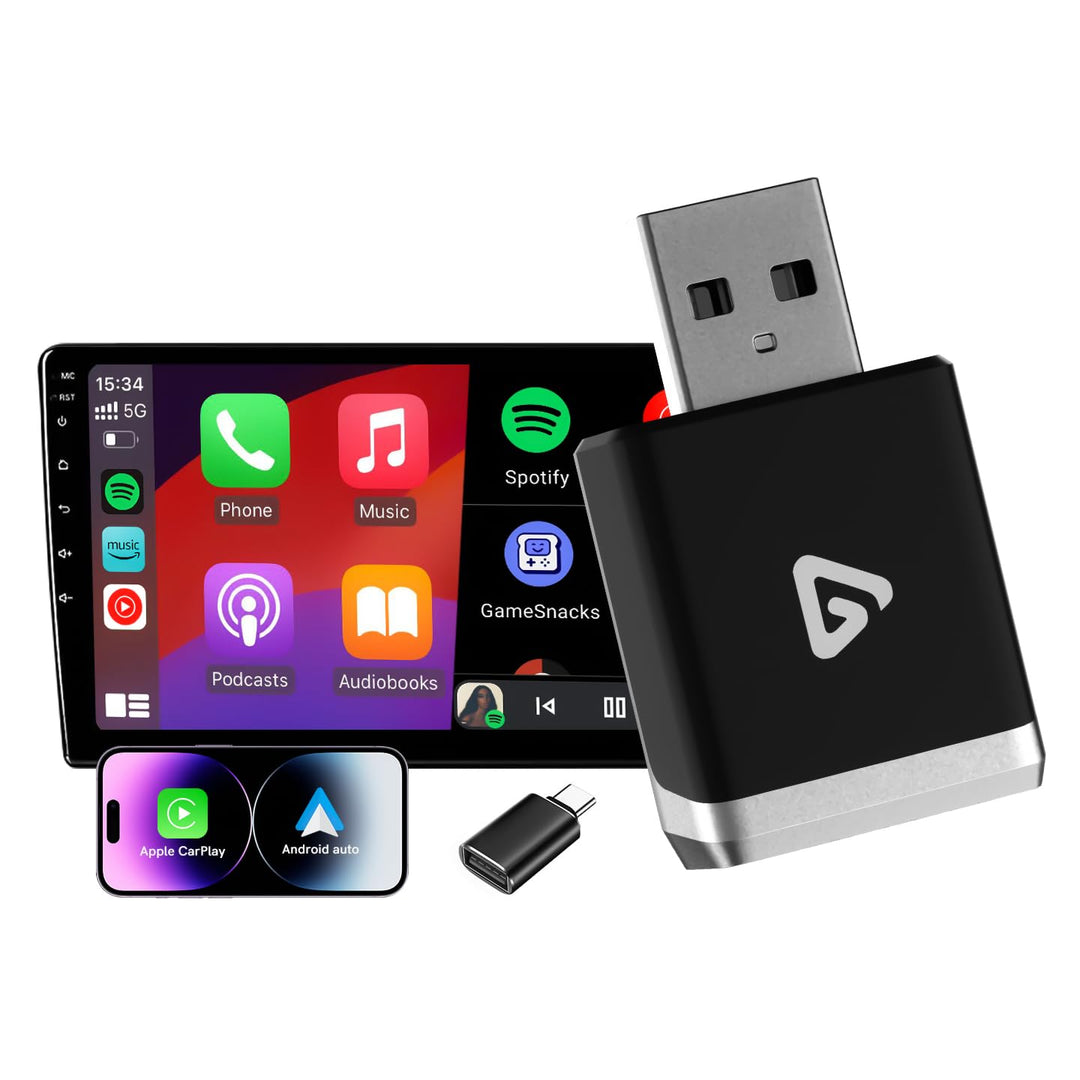Wireless Carplay Adapter, 2 in 1 Android Auto&Carplay Wireless Adapter, Upgrade von Wired CarPlay au