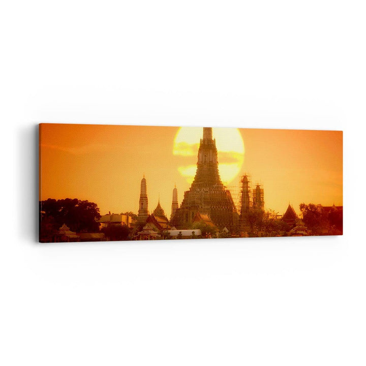 Panorama Bilder auf Leinwand Tempel Asien Leinwandbild mit Rahmen 90x30cm Wandbilder Dekoration Wohn