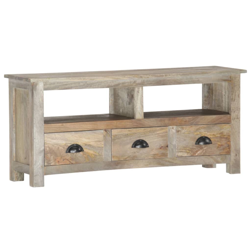 vidaXL Mangoholz Massiv TV Schrank mit 2 Regalen 3 Schubladen Lowboard Fernsehtisch Fernsehschrank T