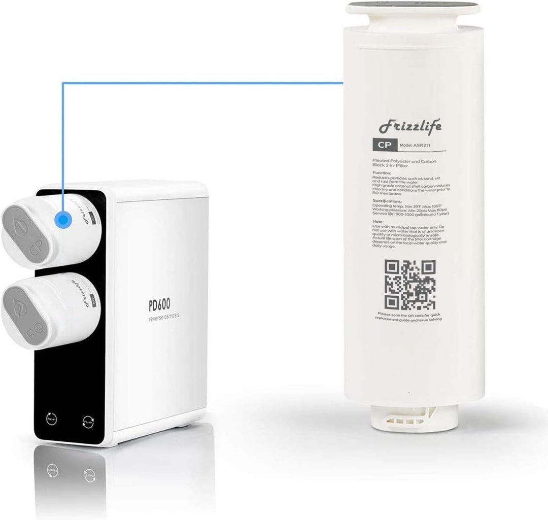 Frizzlife ASR211 Filterkartusche für PD600 Umkehrosmose-Filtersystem (1. Stufe), fortschrittliche Ko
