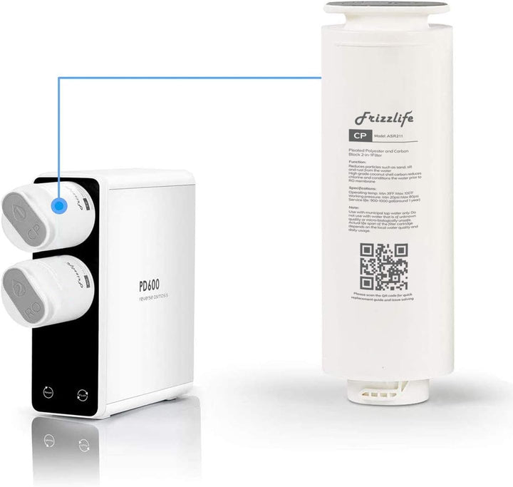 Frizzlife ASR211 Filterkartusche für PD600 Umkehrosmose-Filtersystem (1. Stufe), fortschrittliche Ko
