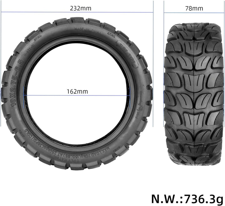10 x 2,75-6,5 Aussen Reifen für Kukirin G2 Master/Speedway 5 / Dualtron 3 Elektroroller 10 Zoll Ersa
