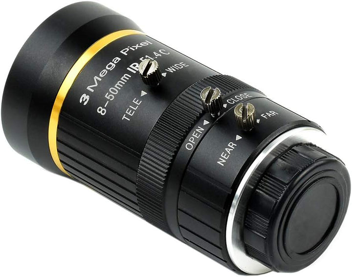 Waveshare Quality Industrial Zoom Lens 8-50mm Adjustable Focal Length with Adjustable Angle of View