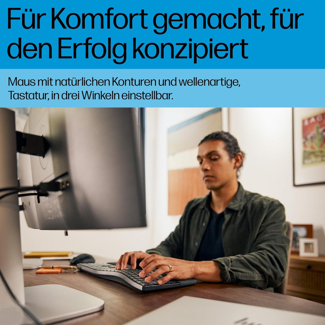 HP 680 Comfort Dual-Mode Tastatur und Maus Set, QWERTZ Deutsches Layout, Kabellos, Bluetooth & 2,4GH