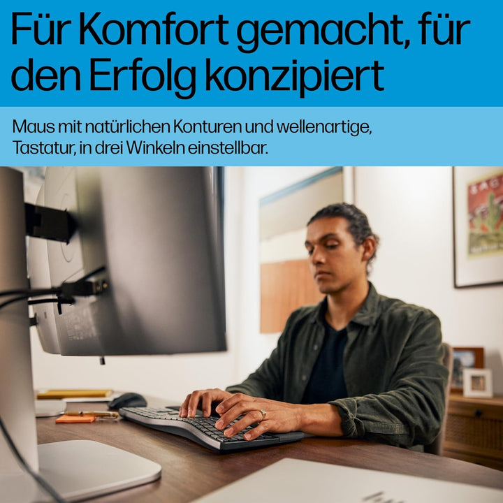 HP 680 Comfort Dual-Mode Tastatur und Maus Set, QWERTZ Deutsches Layout, Kabellos, Bluetooth & 2,4GH