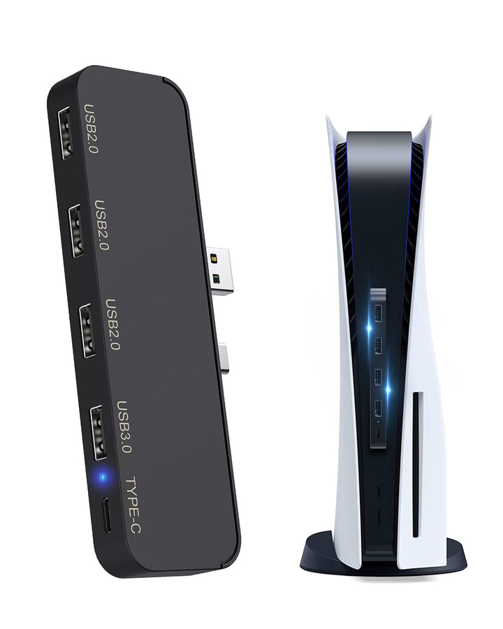 USB-Hub mit 5 Anschlüssen für PS5 - Tendak Hochgeschwindigkeits USB Erweiterungs Adapter Kompatibel