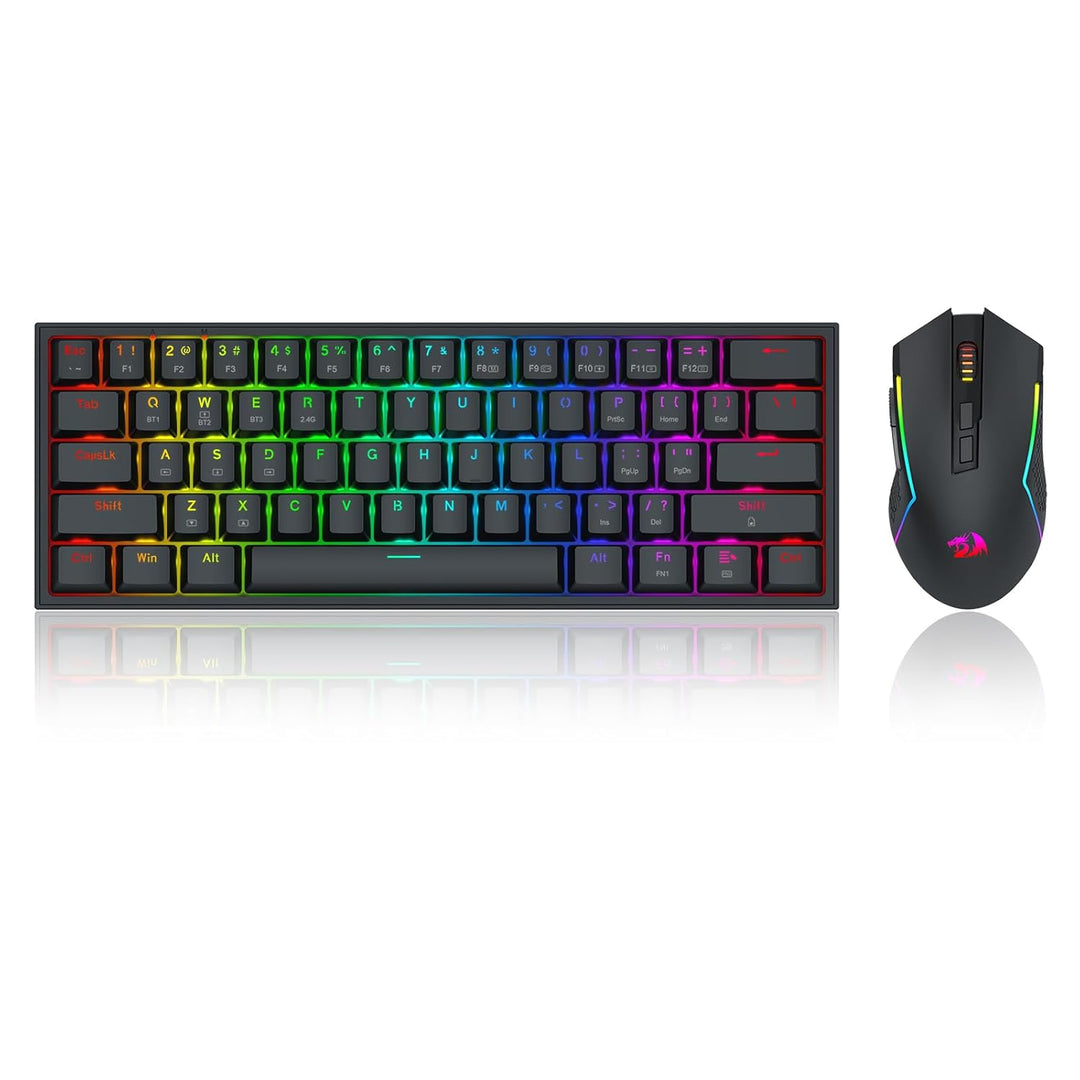 Redragon S144 Gaming Tastatur & Maus Combo, 60% K617 Tri-Mode Wireless RGB Mechanische Tastatur und