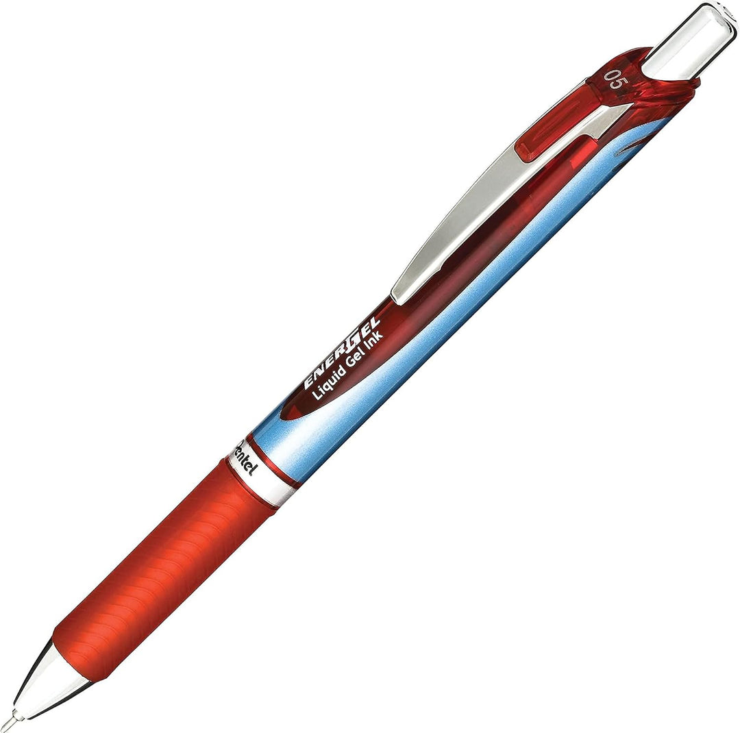 Pentel EnerGel RTX Gelschreiber, einziehbar, feine Spitze, Nadelspitze, rote Tinte, 12 Stück (BLN75-