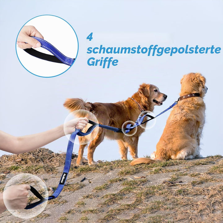PetBonus Hundeleine Doppelleine für 2 Hunde, Keine Verwicklung hundeleine mittelgrosse grosse Hunde,